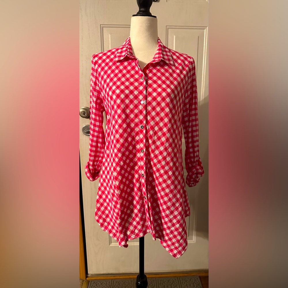 *FINAL PRICE* Rafaella Weekend Pink Gingham Tunic Top